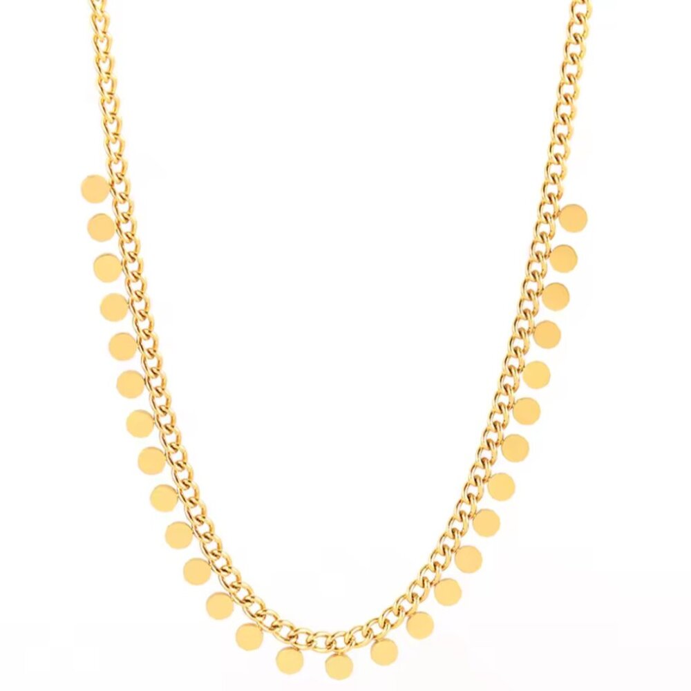 18K Gold Filled Charm Coin Choker Necklace